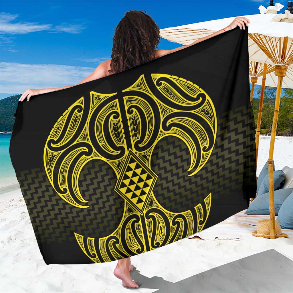 Mahi-dawg Maori Ta Moko Poutama Art Sarong LT9 One Size 44 x 66 inches Yellow - Polynesian Pride