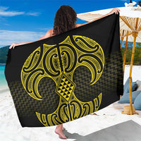 Mahi-dawg Maori Ta Moko Poutama Art Sarong LT9 One Size 44 x 66 inches Yellow - Polynesian Pride