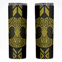 Mahi-dawg Maori Ta Moko Poutama Art Skinny Tumbler LT9 Yellow - Polynesian Pride