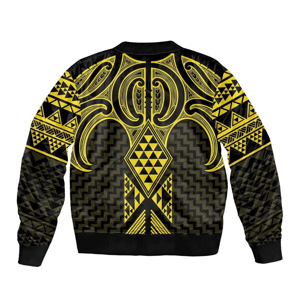Mahi-dawg Maori Ta Moko Poutama Art Sleeve Zip Bomber Jacket LT9 - Polynesian Pride