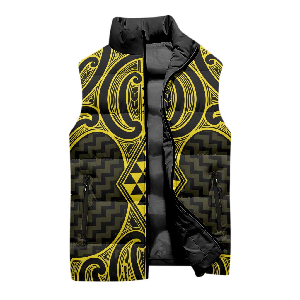 Mahi-dawg Maori Ta Moko Poutama Art Sleeveless Puffer Jacket - Polynesian Pride