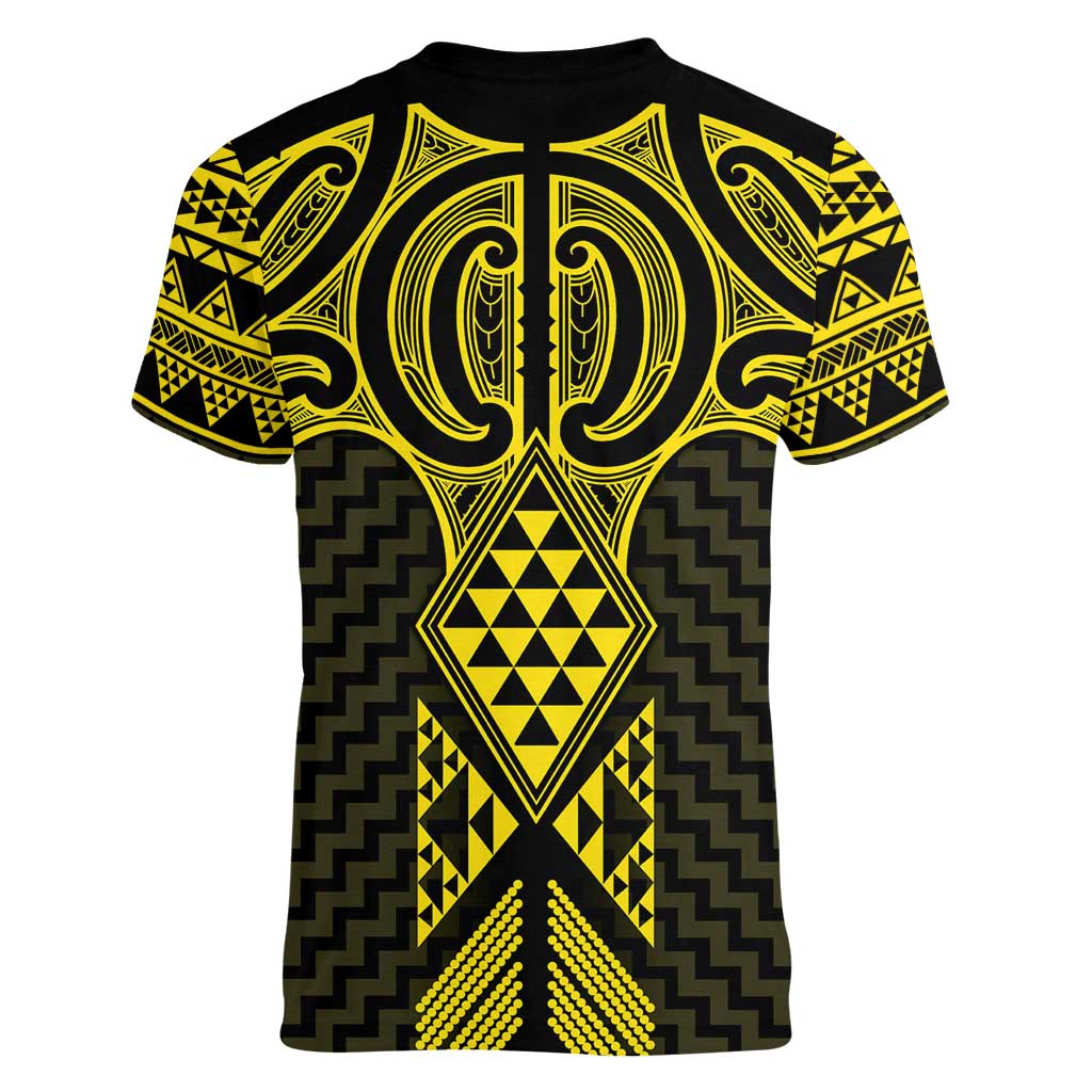 Mahi-dawg Maori Ta Moko Poutama Art Women V-Neck T-Shirt LT9 - Polynesian Pride