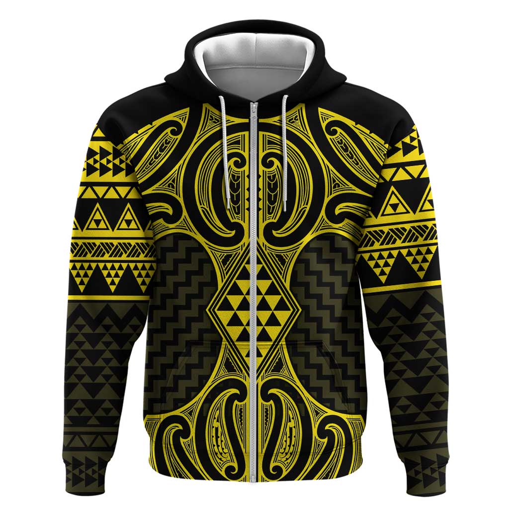 Mahi-dawg Maori Ta Moko Poutama Art Zip Hoodie