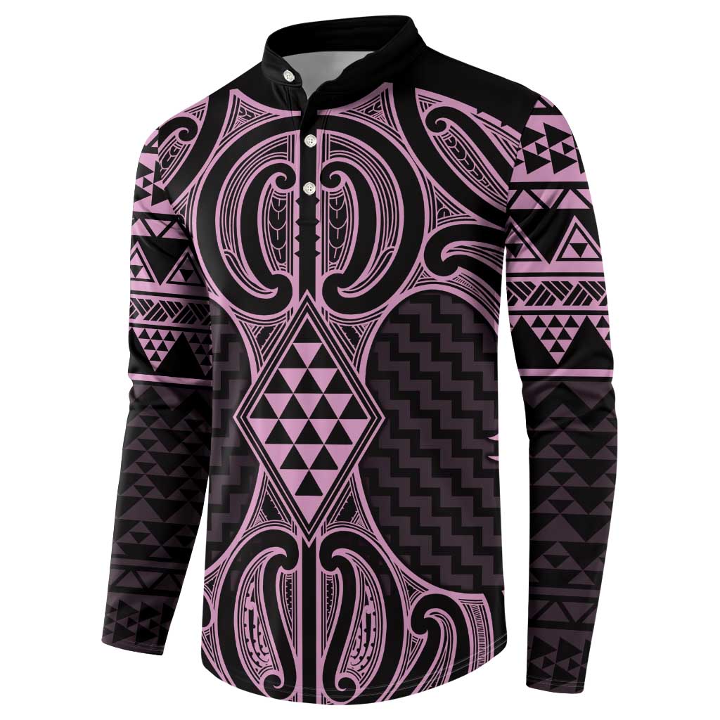 Mawhero Maori Ta Moko Poutama Art Button Sweatshirt