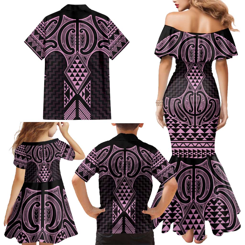 Mawhero Maori Ta Moko Poutama Art Family Matching Mermaid Dress and Hawaiian Shirt LT9 - Polynesian Pride