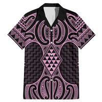 Mawhero Maori Ta Moko Poutama Art Family Matching Mermaid Dress and Hawaiian Shirt LT9 Dad's Shirt - Short Sleeve Pink - Polynesian Pride