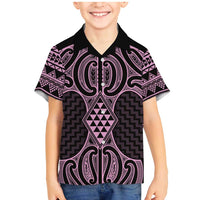 Mawhero Maori Ta Moko Poutama Art Family Matching Mermaid Dress and Hawaiian Shirt LT9 Son's Shirt Pink - Polynesian Pride