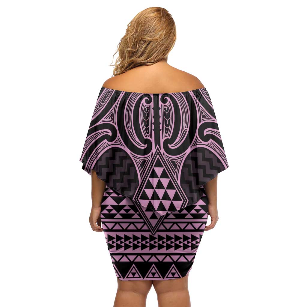Mawhero Maori Ta Moko Poutama Art Family Matching Off Shoulder Short Dress and Hawaiian Shirt