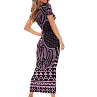 Mawhero Maori Ta Moko Poutama Art Family Matching Short Sleeve Bodycon Dress and Hawaiian Shirt LT9 - Polynesian Pride