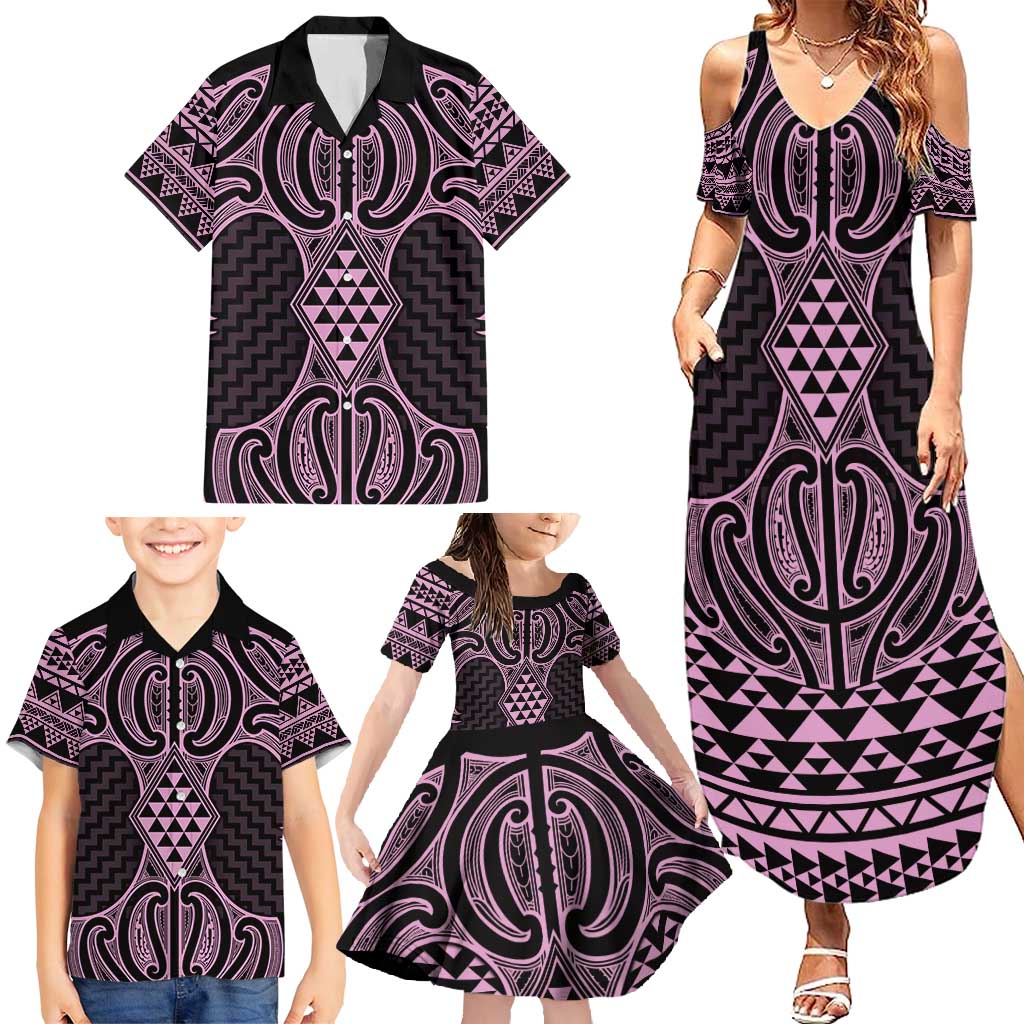 Mawhero Maori Ta Moko Poutama Art Family Matching Summer Maxi Dress and Hawaiian Shirt LT9 - Polynesian Pride