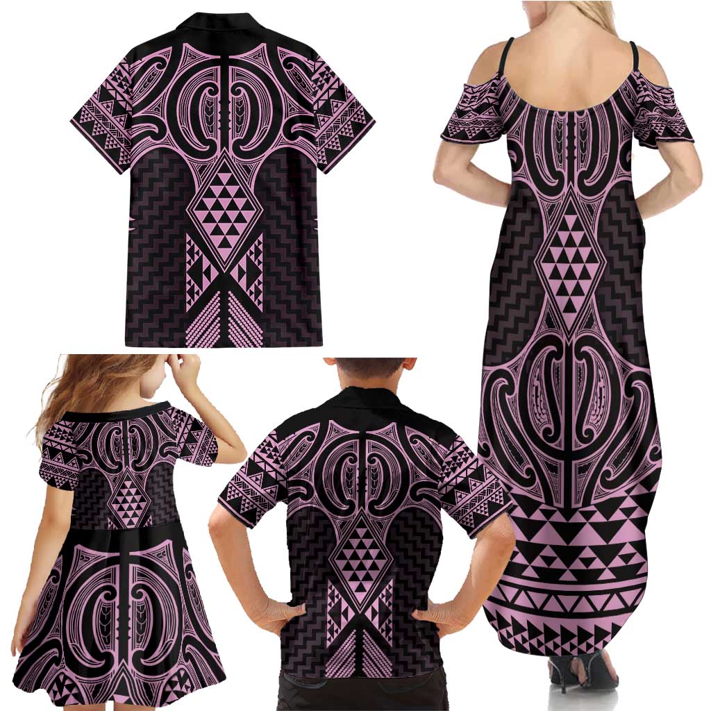 Mawhero Maori Ta Moko Poutama Art Family Matching Summer Maxi Dress and Hawaiian Shirt LT9 - Polynesian Pride