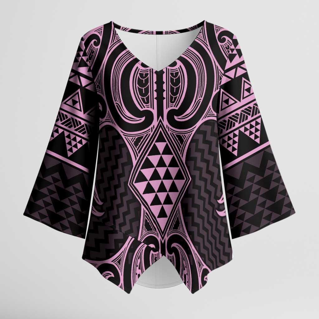 Mawhero Maori Ta Moko Poutama Art Kimono Sleeve Blouse - Polynesian Pride