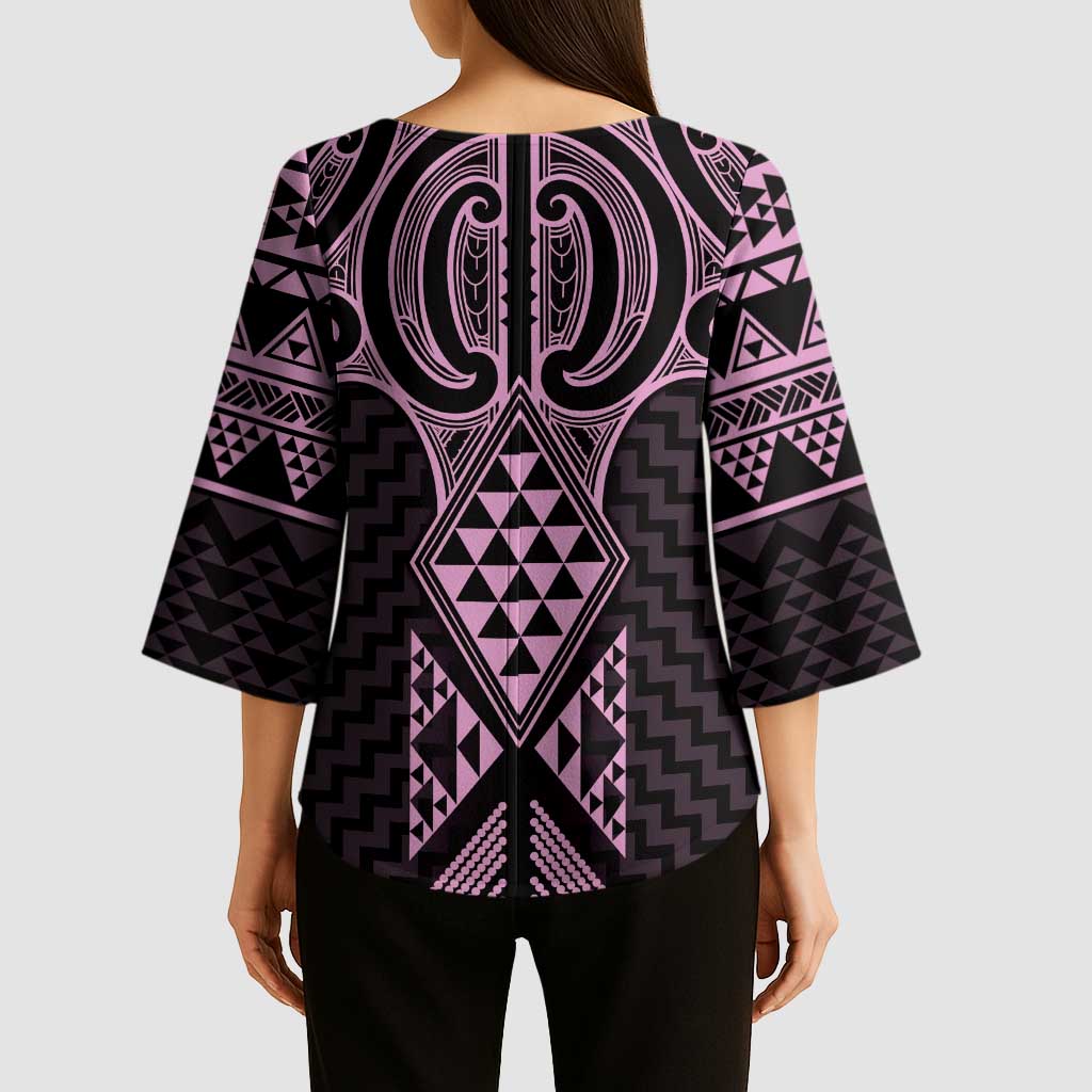 Mawhero Maori Ta Moko Poutama Art Kimono Sleeve Blouse - Polynesian Pride