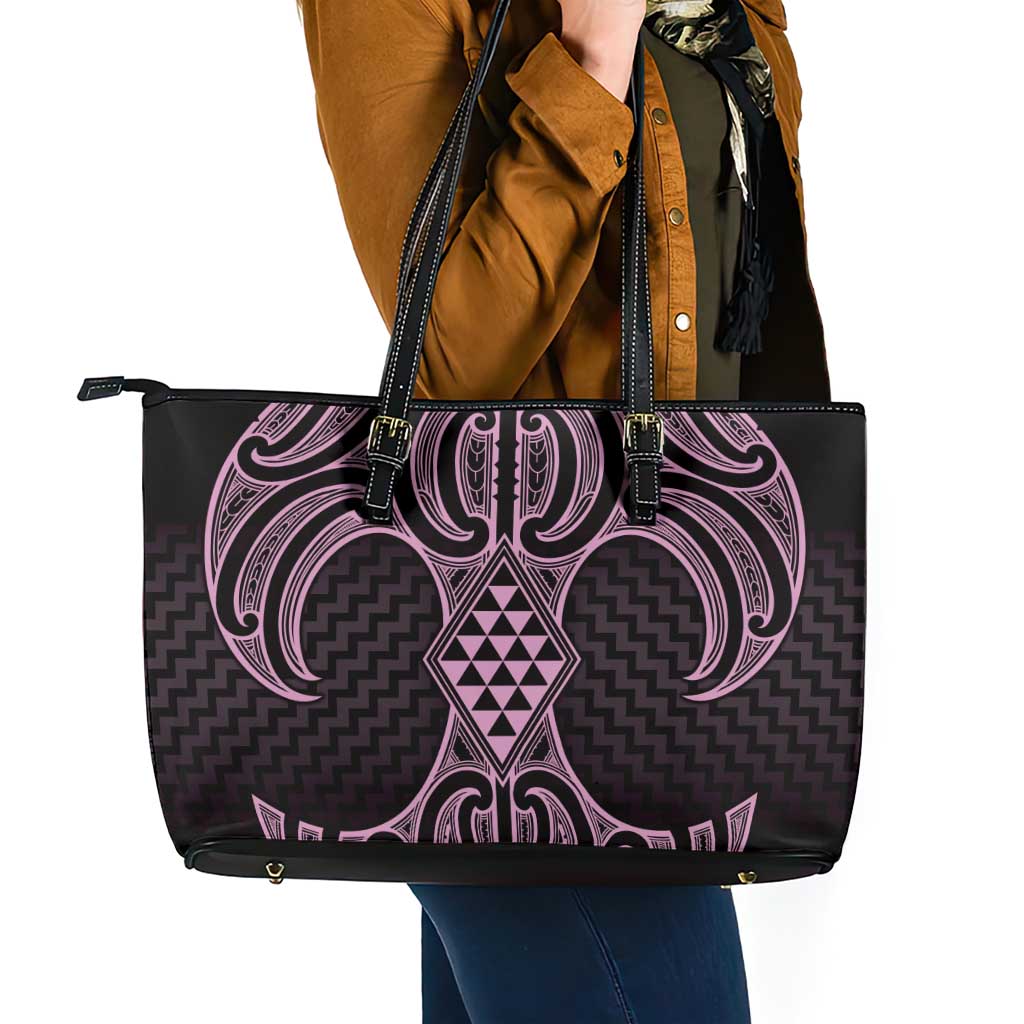 Mawhero Maori Ta Moko Poutama Art Leather Tote Bag LT9 - Polynesian Pride
