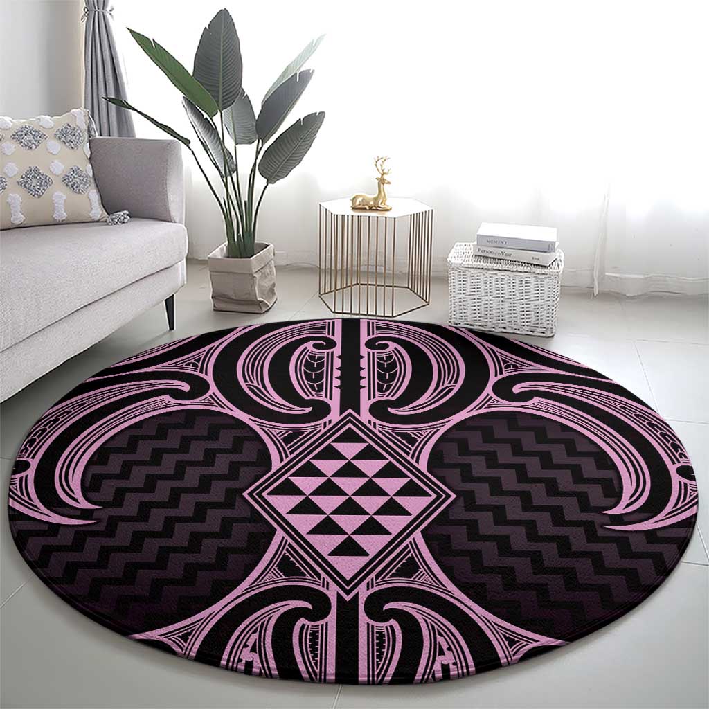 Mawhero Maori Ta Moko Poutama Art Round Carpet