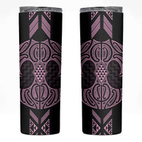 Mawhero Maori Ta Moko Poutama Art Skinny Tumbler LT9 Pink - Polynesian Pride