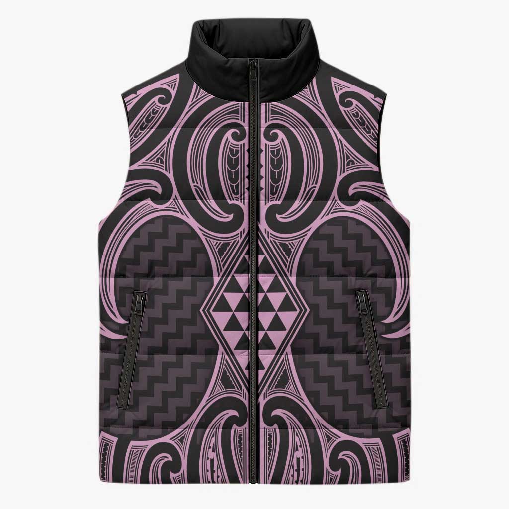Mawhero Maori Ta Moko Poutama Art Sleeveless Puffer Jacket - Polynesian Pride
