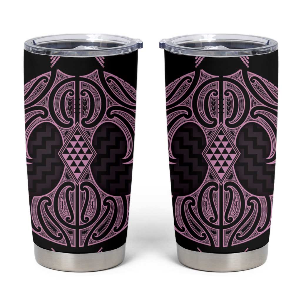 Mawhero Maori Ta Moko Poutama Art Tumbler Cup LT9 Pink - Polynesian Pride