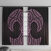Mawhero Maori Ta Moko Poutama Art Window Curtain LT9 With Hooks Pink - Polynesian Pride