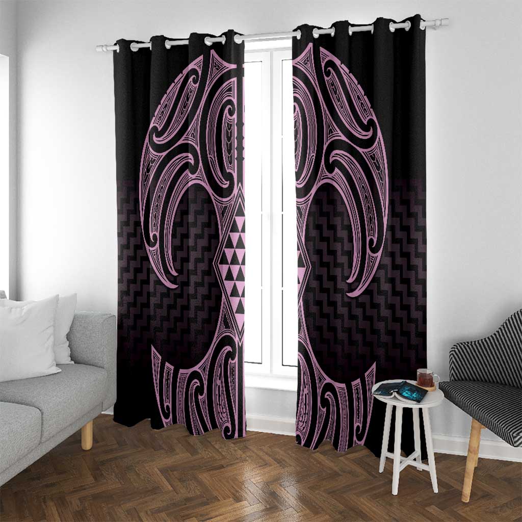 Mawhero Maori Ta Moko Poutama Art Window Curtain LT9 With Grommets Pink - Polynesian Pride