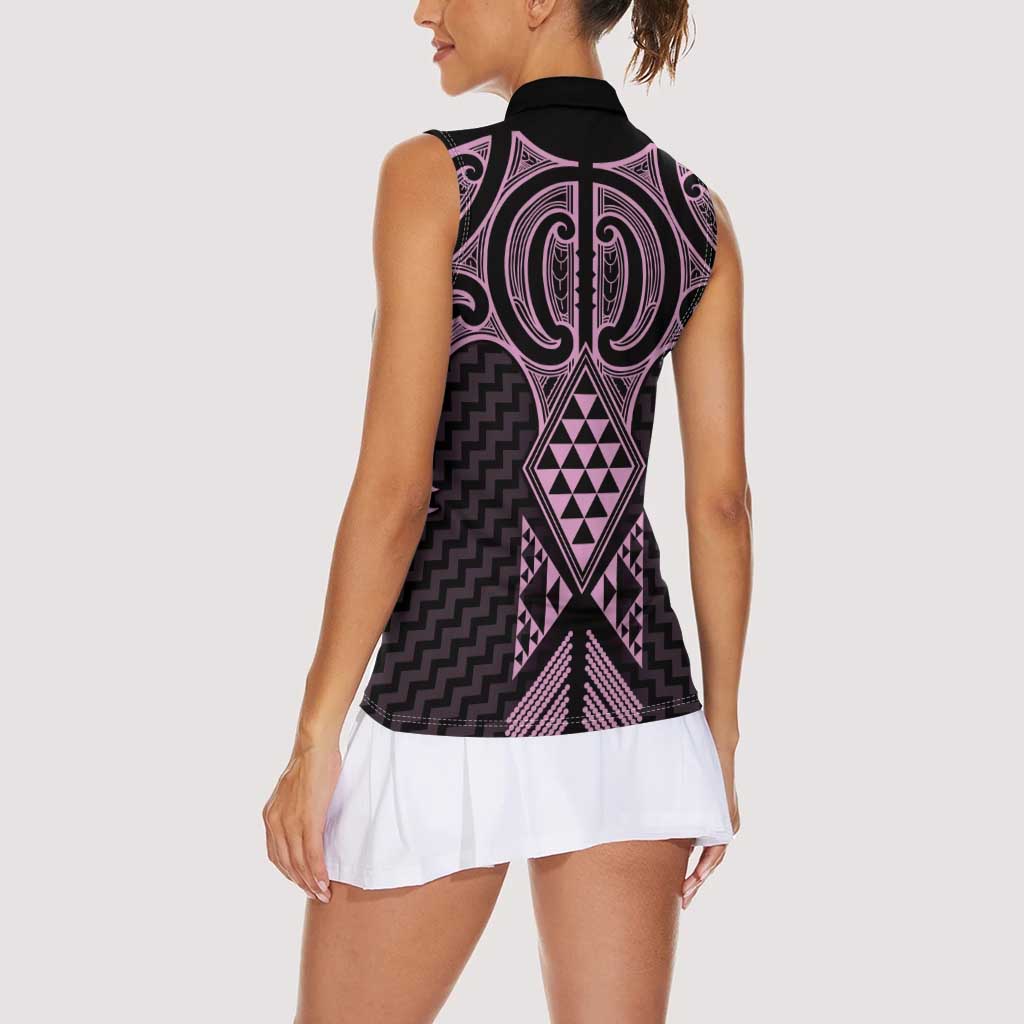 Mawhero Maori Ta Moko Poutama Art Women Sleeveless Polo Shirt