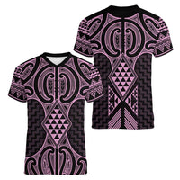 Mawhero Maori Ta Moko Poutama Art Women V-Neck T-Shirt LT9 - Polynesian Pride