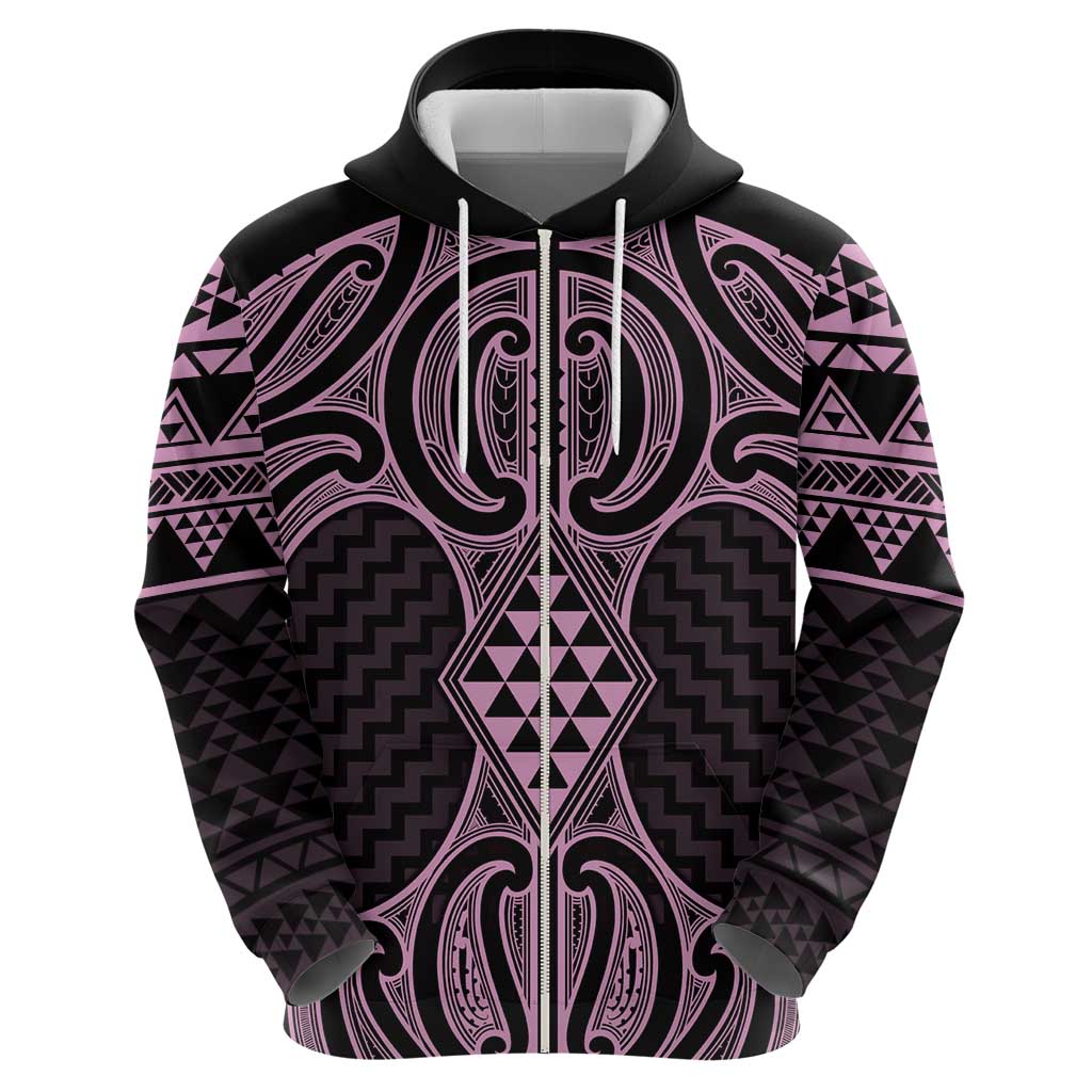 Mawhero Maori Ta Moko Poutama Art Zip Hoodie