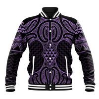 Waiporoporo Maori Ta Moko Poutama Art Baseball Jacket LT9 Unisex Purple - Polynesian Pride