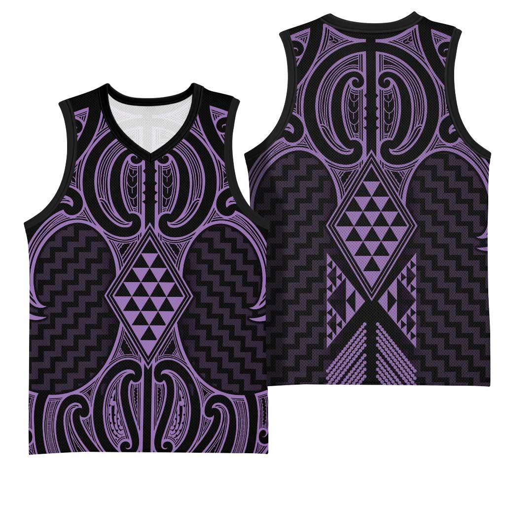 Waiporoporo Maori Ta Moko Poutama Art Basketball Jersey - Polynesian Pride