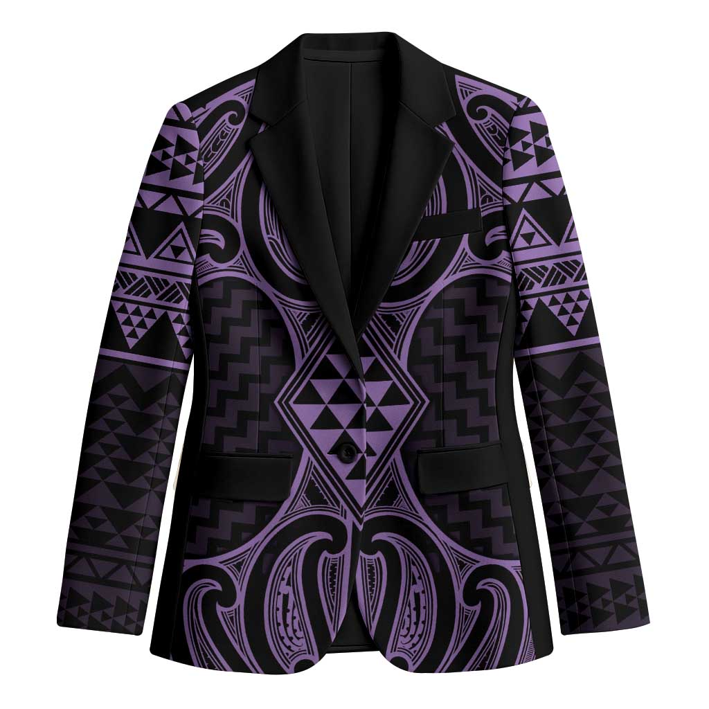 Waiporoporo Maori Ta Moko Poutama Art Blazer LT9 Unisex Purple - Polynesian Pride