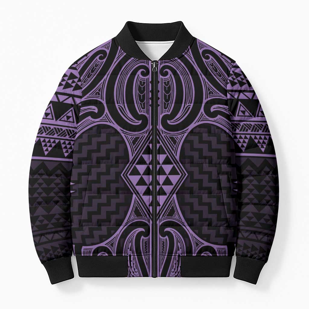 Waiporoporo Maori Ta Moko Poutama Art Bomber Puffer Jacket - Polynesian Pride