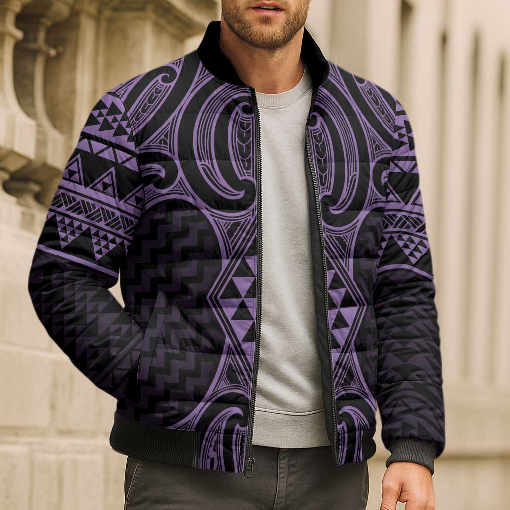 Waiporoporo Maori Ta Moko Poutama Art Bomber Puffer Jacket - Polynesian Pride