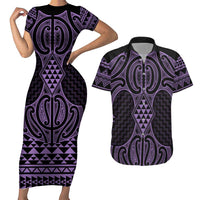 Waiporoporo Maori Ta Moko Poutama Art Couples Matching Short Sleeve Bodycon Dress and Hawaiian Shirt