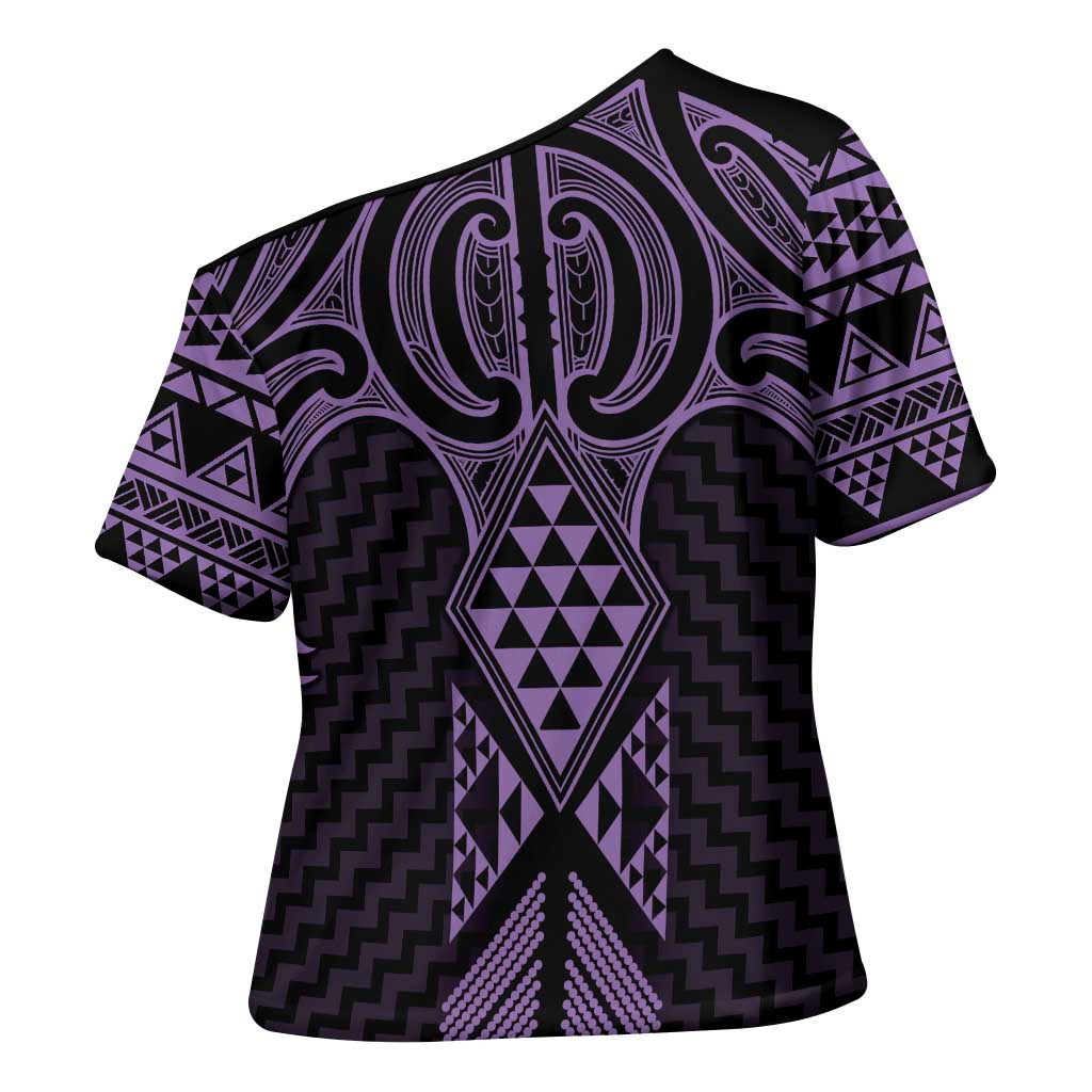 Waiporoporo Maori Ta Moko Poutama Art Cross Shoulder Shirt - Polynesian Pride