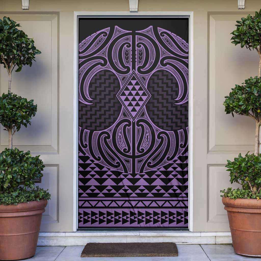 Waiporoporo Maori Ta Moko Poutama Art Door Cover - Polynesian Pride