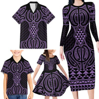 Waiporoporo Maori Ta Moko Poutama Art Family Matching Long Sleeve Bodycon Dress and Hawaiian Shirt LT9 - Polynesian Pride