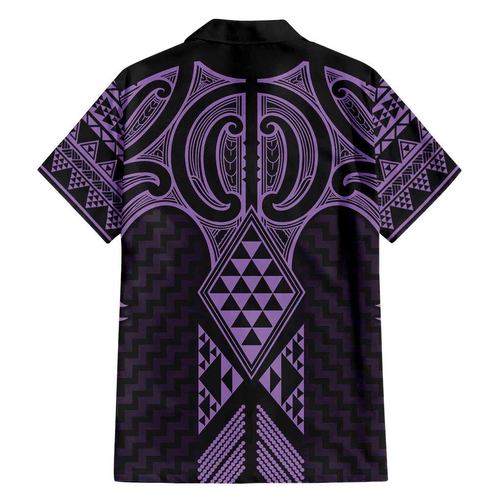Waiporoporo Maori Ta Moko Poutama Art Family Matching Off Shoulder Short Dress and Hawaiian Shirt