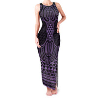 Waiporoporo Maori Ta Moko Poutama Art Family Matching Tank Maxi Dress and Hawaiian Shirt LT9 Mom's Dress Purple - Polynesian Pride