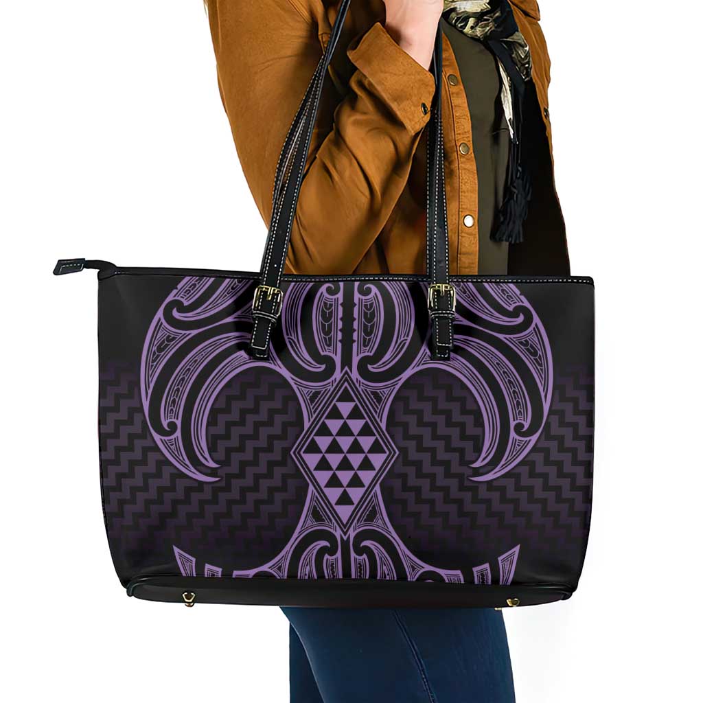 Waiporoporo Maori Ta Moko Poutama Art Leather Tote Bag LT9 - Polynesian Pride