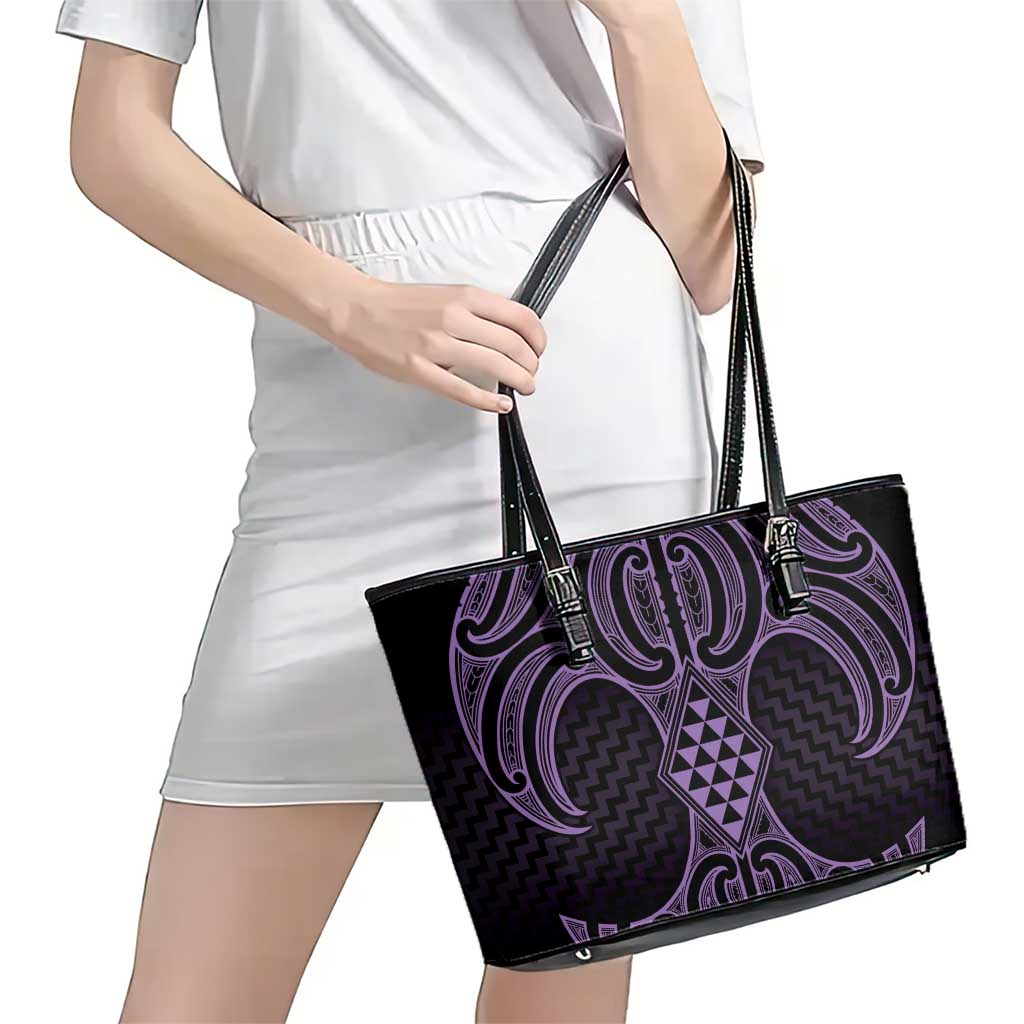 Waiporoporo Maori Ta Moko Poutama Art Leather Tote Bag LT9 - Polynesian Pride