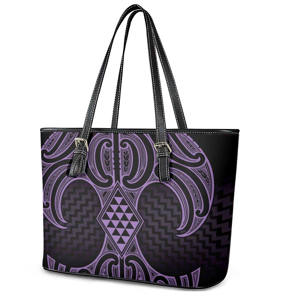 Waiporoporo Maori Ta Moko Poutama Art Leather Tote Bag LT9 - Polynesian Pride