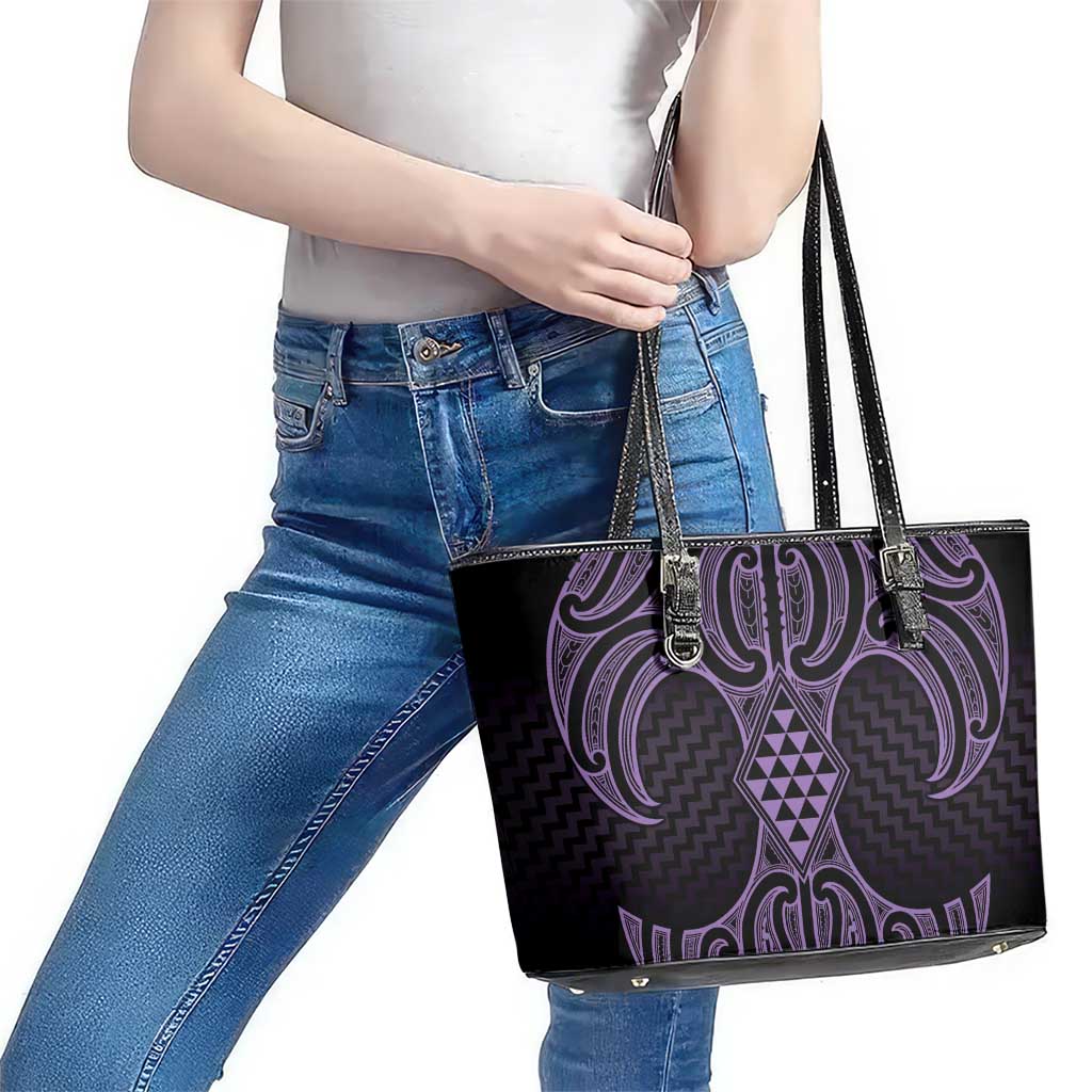 Waiporoporo Maori Ta Moko Poutama Art Leather Tote Bag LT9 - Polynesian Pride