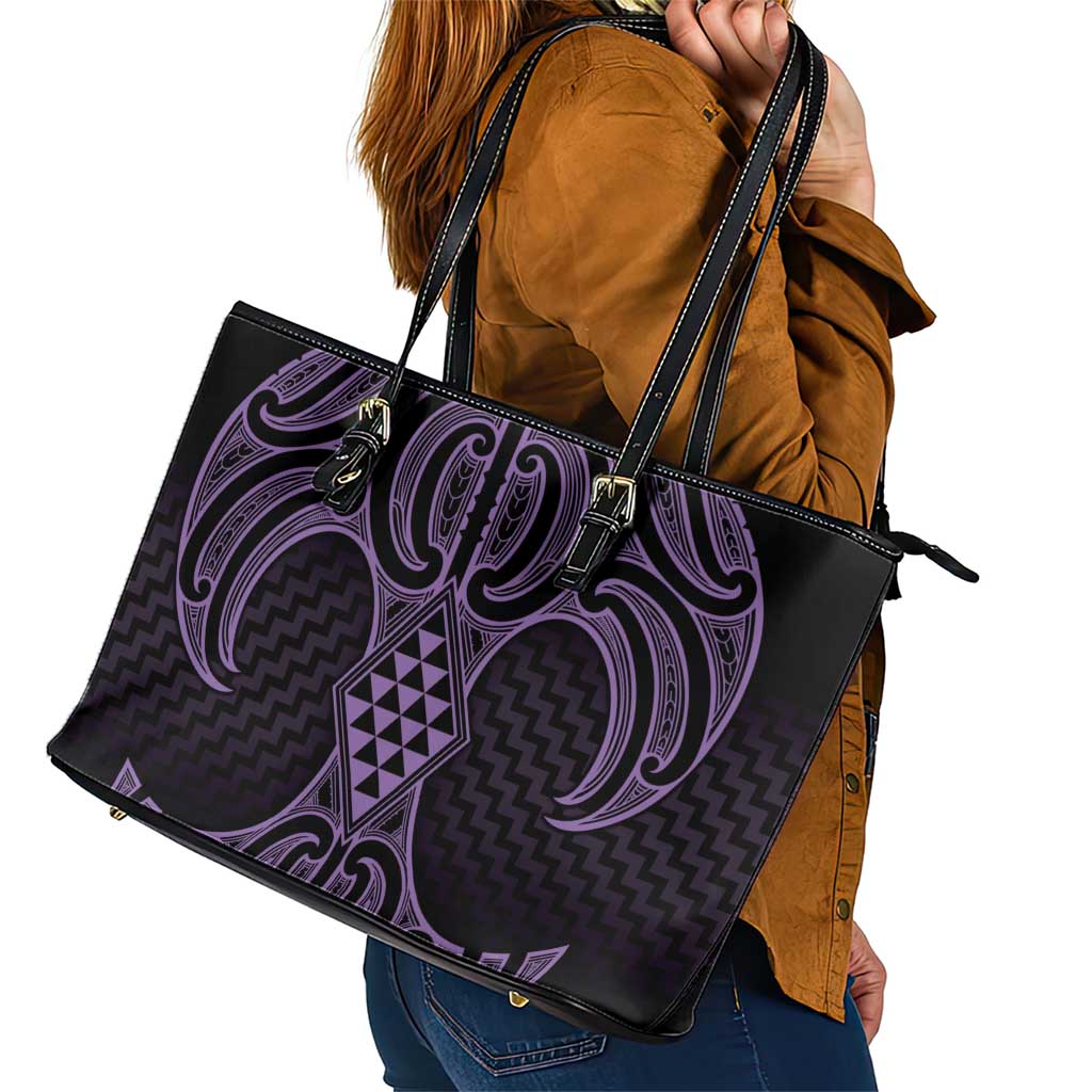 Waiporoporo Maori Ta Moko Poutama Art Leather Tote Bag LT9 - Polynesian Pride