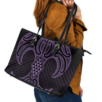 Waiporoporo Maori Ta Moko Poutama Art Leather Tote Bag LT9 - Polynesian Pride