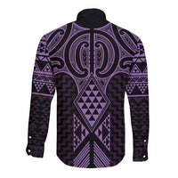 Waiporoporo Maori Ta Moko Poutama Art Long Sleeve Button Shirt
