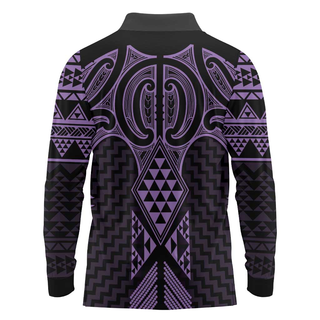 Waiporoporo Maori Ta Moko Poutama Art Long Sleeve Polo Shirt