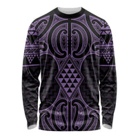 Waiporoporo Maori Ta Moko Poutama Art Long Sleeve Shirt LT9 Unisex Purple - Polynesian Pride