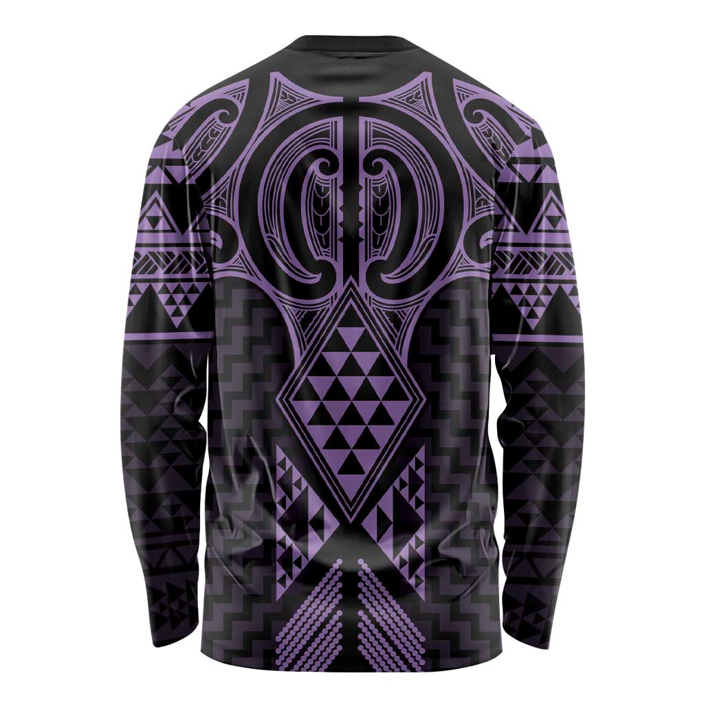 Waiporoporo Maori Ta Moko Poutama Art Long Sleeve Shirt LT9 - Polynesian Pride