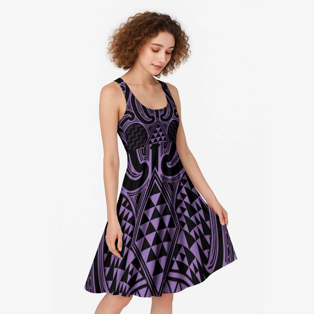 Waiporoporo Maori Ta Moko Poutama Art Midi Dress - Polynesian Pride