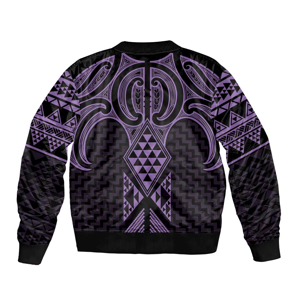Waiporoporo Maori Ta Moko Poutama Art Sleeve Zip Bomber Jacket LT9 - Polynesian Pride